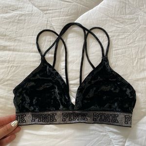 VS pink black velvet bralette